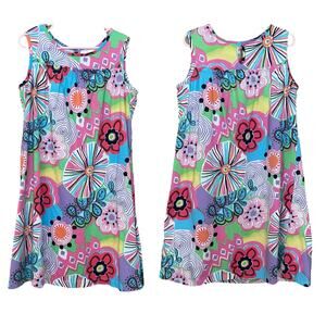 Hanna Andersson Girls Floral Sleeveless Dress 7-10Y Cotton Summer